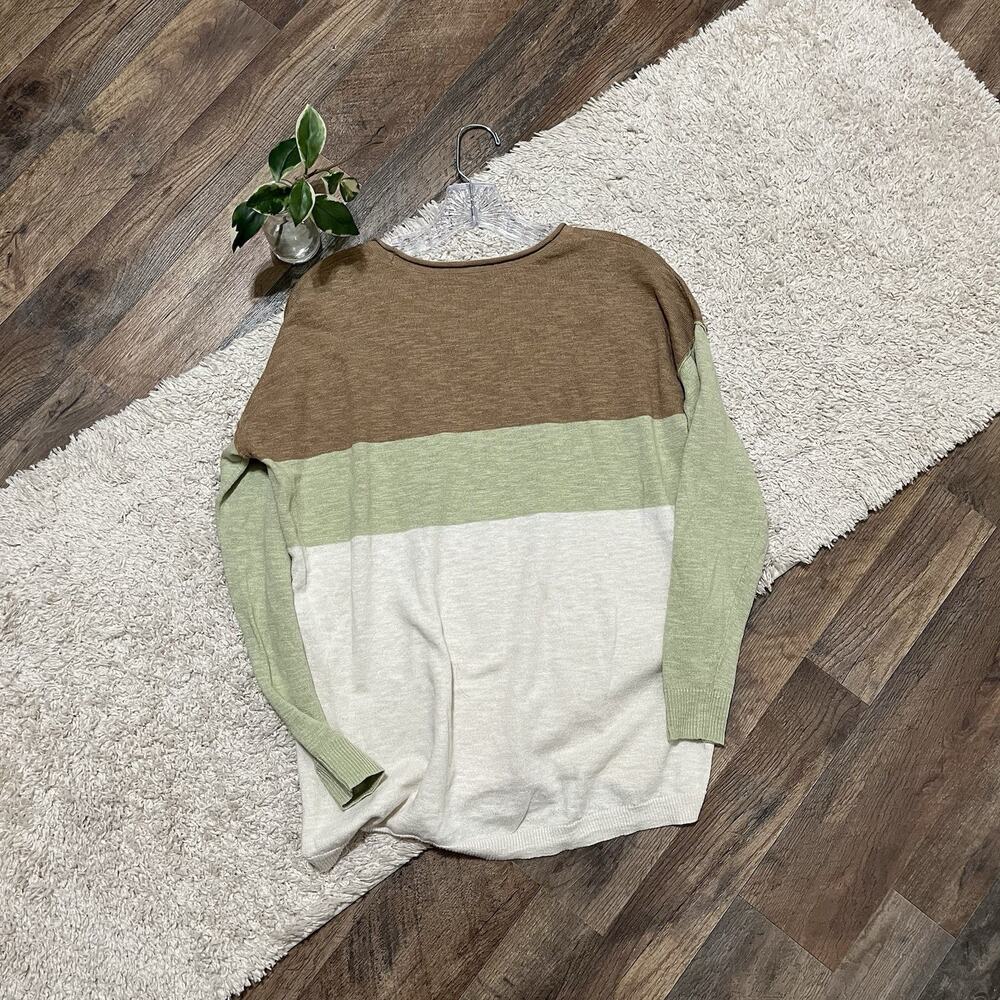 Madewell XXS Colorblock Striped Linen Blend Scoop Neck Pullover Palmdale Sweater - Picture 6 of 6